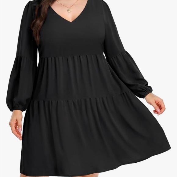 Plus Size Long Sleeve Fall Dress Black Size 20 - Picture 5 of 8